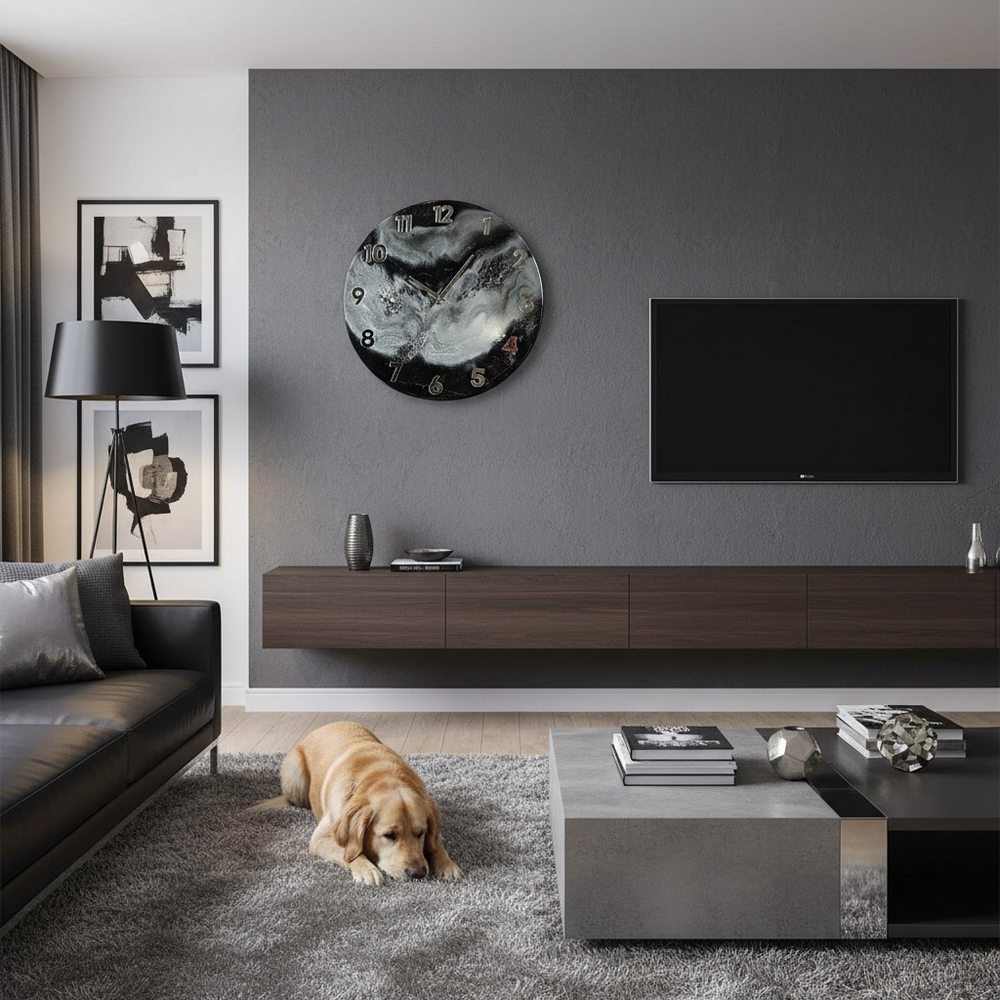 Настенные часы «Мраморный срез» 50 см из эпоксидной смолы ручной работы подарочные