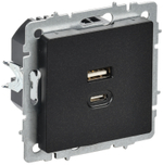 BRITE Розетка USB A+C 45Вт высокоскоростная зарядка РЮ11-2-БрЧ черный IEK
