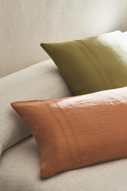 ZARA HOME ЛЬНЯНОЙ ЧЕХОЛ ДЛЯ ДЕКОРАТИВНОЙ ПОДУШКИ, РОЗОВЫЙ