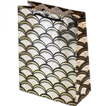 Пакет подарочный бумажный Alingar, (XL) 31х40х12 см, "Черно-белый паттерн", ламинация, тиснение фольга, ассорти