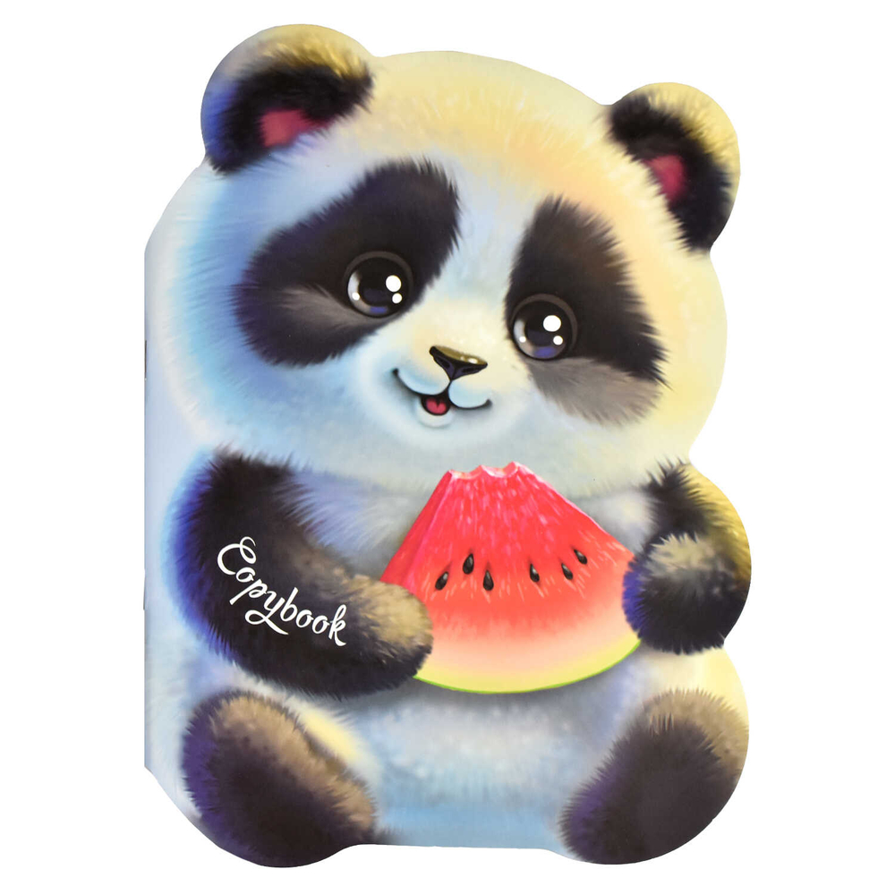 Тетрадь 40л арт. 64828/ПАНДА И АРБУЗ /180х255 мм, фигурная вырубка, мягкий переплёт (2 скобы). вн.блок - белый офсет, точка. Обложка - мелованный картон 190 г/м²,