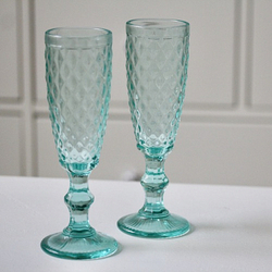 Бокал стеклянный бирюзовый 1 шт, D6,5 x H19.5 см