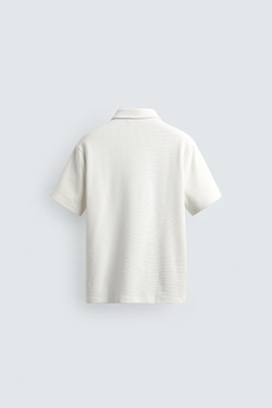 ZARA ПОЛО ИЗ РЕЛЬЕФНОЙ ТКАНИ ВАФЕЛЬНОГО ПЕРЕПЛЕТЕНИЯ, ЭКРЮ
