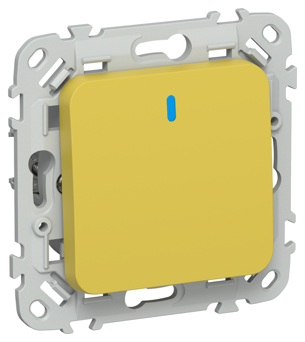 FLITE Выключатель 1-клавишный с индикацией 10А ВС11-1-1-ФлЖК желтый карри IEK