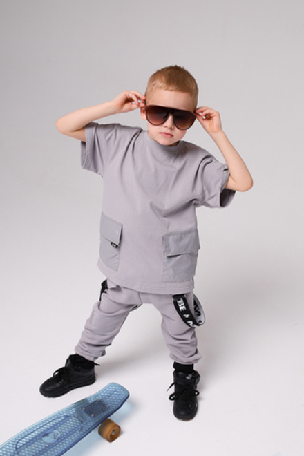 Футболка с карманами NOT FOR ALL JUNIOR, грей