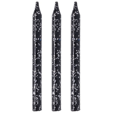 Свечи для торта в черном цвете с блеском 8 см, 12 шт