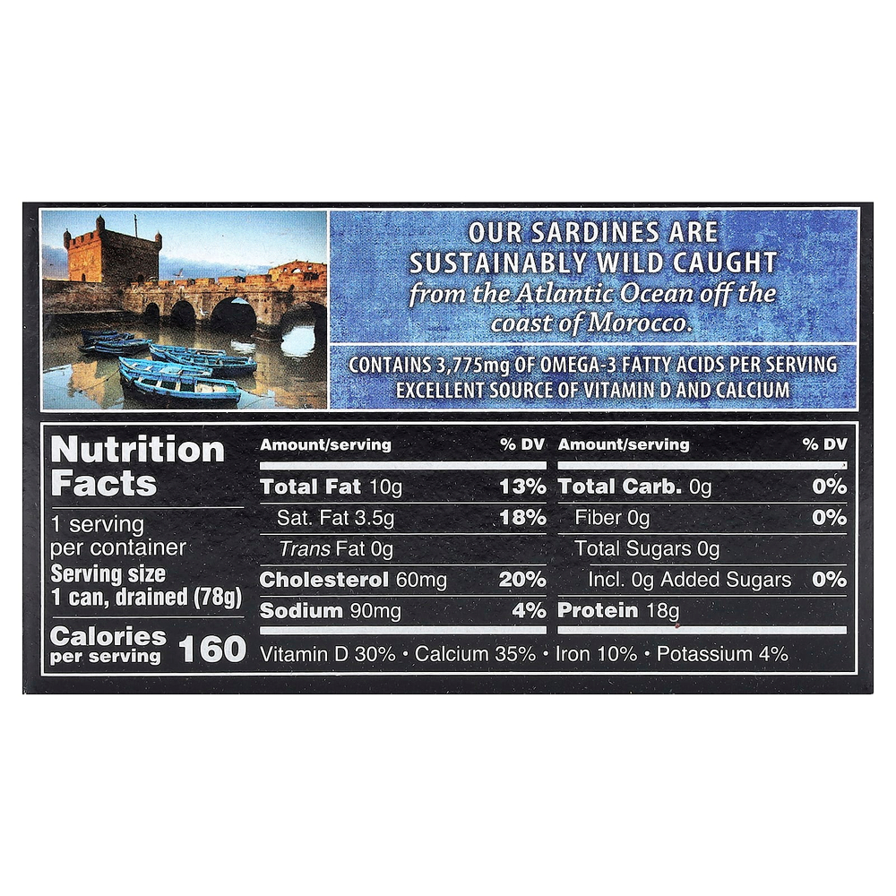Crown Prince Natural, Дикие сардины, в воде, 120 г (4,25 унции)