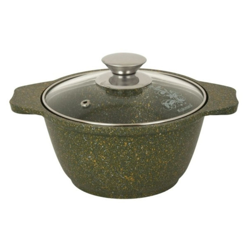 Кастрюля алюминий, антиприг, 1 л, с крыш, крышка стекло, Kukmara, Trendy style, к11tsml, малахит