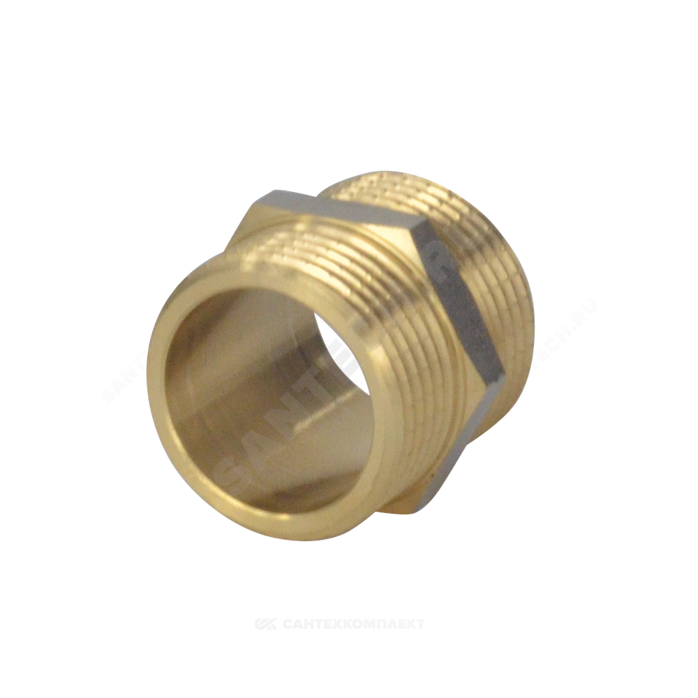 Ниппель латунь никель Ду 40 (1 1/2") НР 9022 ГОСТ 32585-2013 Aquasfera 9022-05