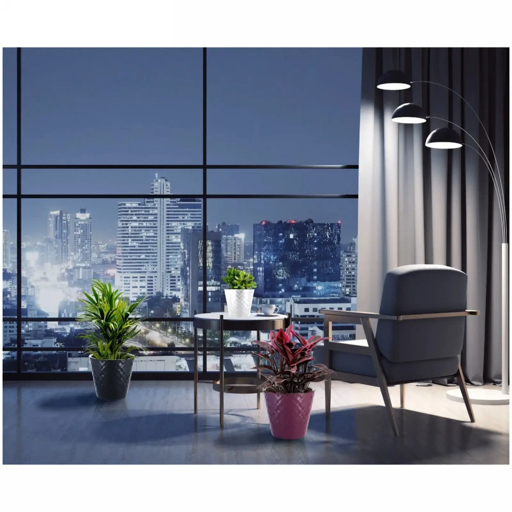 Горшок для цветов пластиковый 3,3л d-19см «Manhattan» c дренажной вставкой, морозная слива