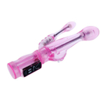 Розовый вибратор с анальным и клиторальным отростками Intimate Tease - 22 см. (Цвет: розовый)