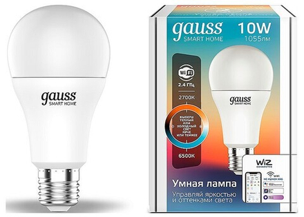 Лампа светодиодная с управлением через Wi-Fi Gauss Smart Home E27 10Вт 2700-6500K 1080112