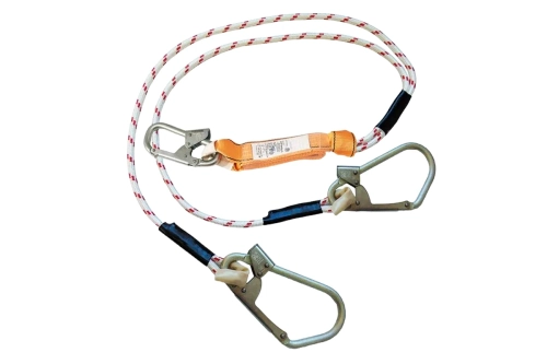 Строп аВд с амортизатором двуплечный L=1,5 м с 3-мя карабинами (1 стандарт 30 мм + 2 больших 60 мм)