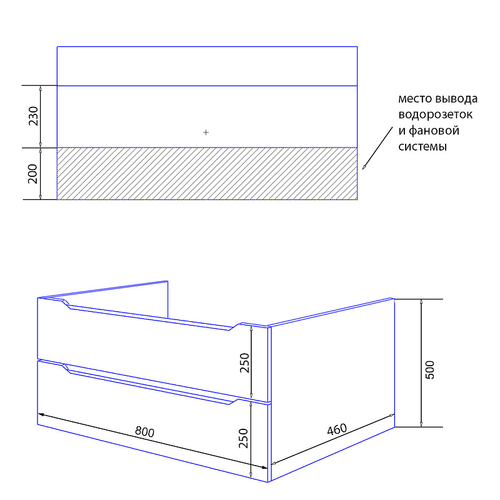 Тумба Azario LOTOS 80/2 800х460х500 подвесная, без раковины, белый глянец (CS00084144)