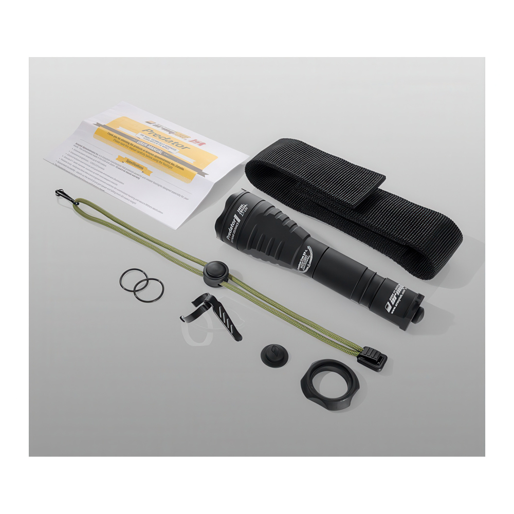 Тактический фонарь Armytek Predator V3 XP-E2 (зелёный свет) — комплект поставки