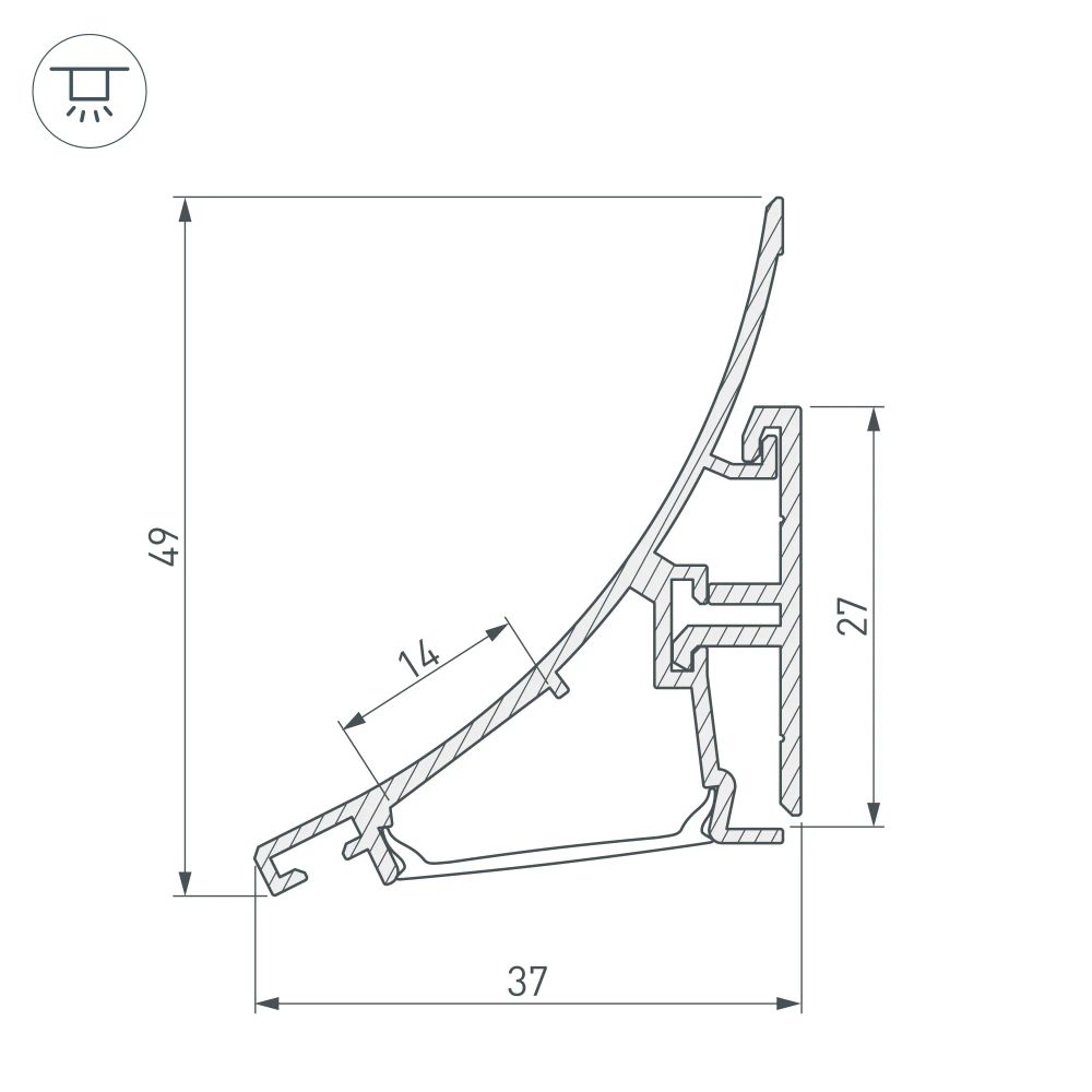 Профиль KARNIZ-R-2000 ANOD (Arlight, Алюминий) 021649