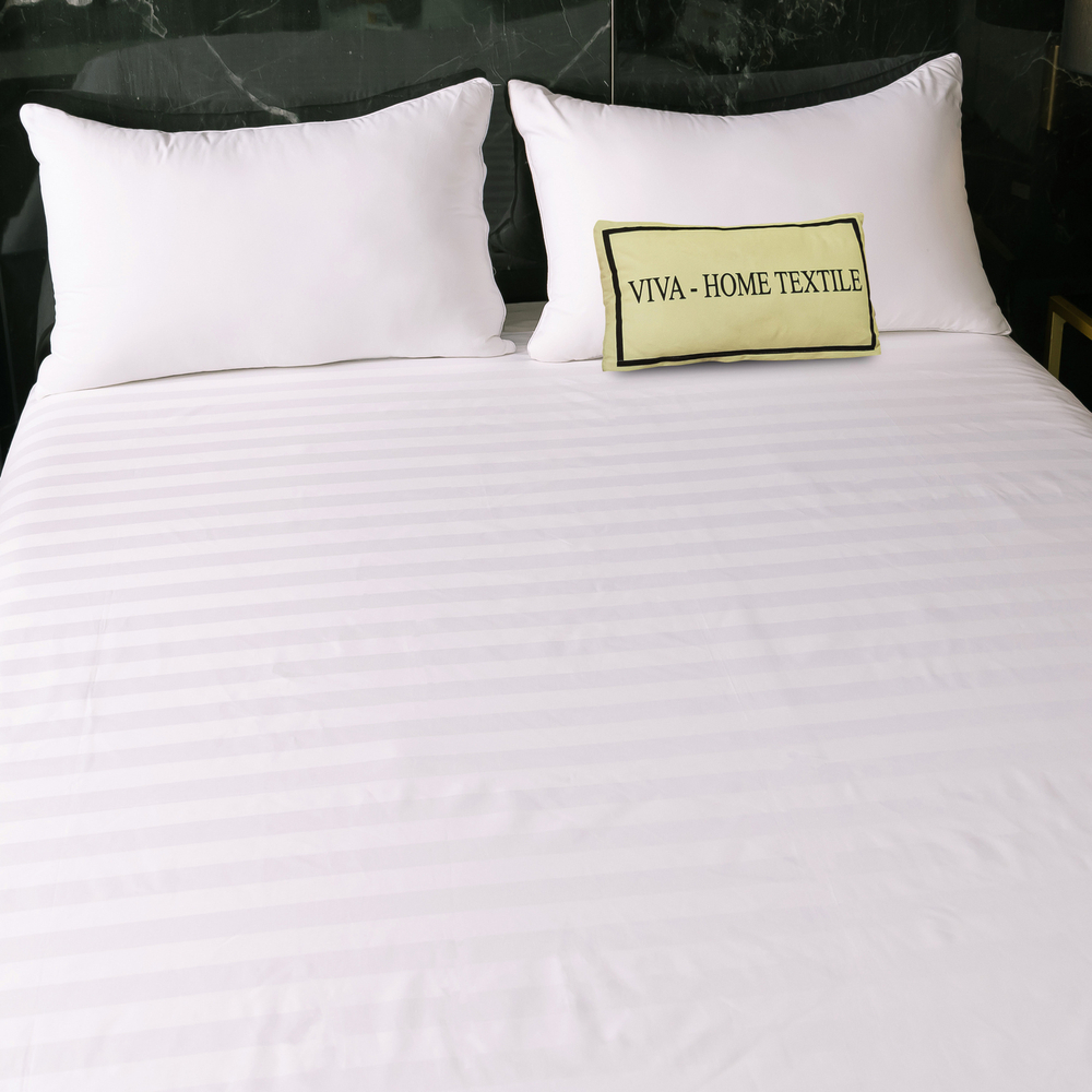 Простыня Страйп Сатин Однотонный Отель белый 100% хлопок 3x3 R3CTH037150230