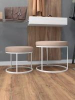 Комплект круглых банкеток - ББЕЖ - бежевое на белом