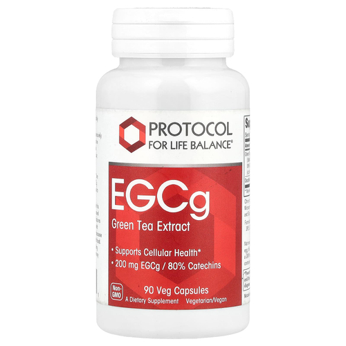 Protocol for Life Balance, EGCg, экстракт зеленого чая, 90 растительных капсул