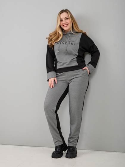 Костюм с брюками КБ-016П/черносерый-надпись