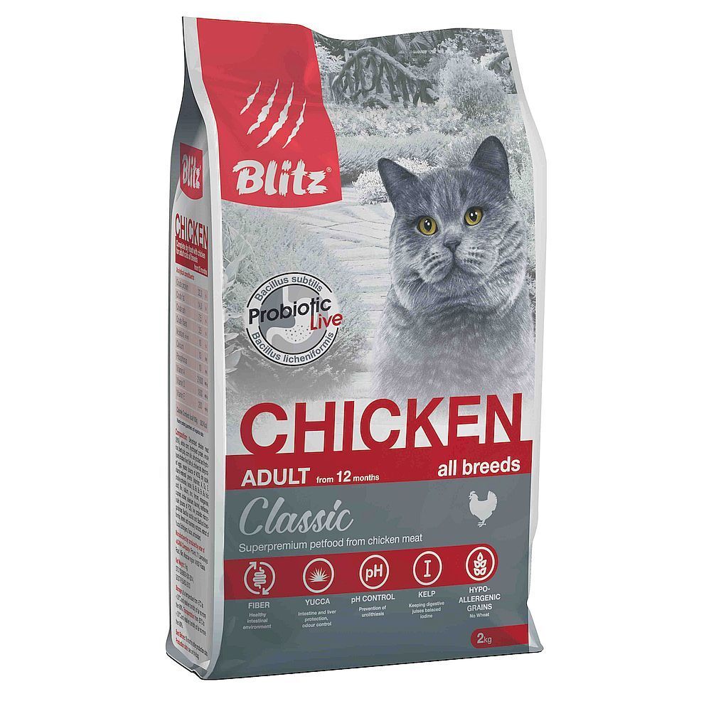 BLITZ 10кг ADULT CATS CHICKEN/сухой корм для взрослых  кош. с Курицей/