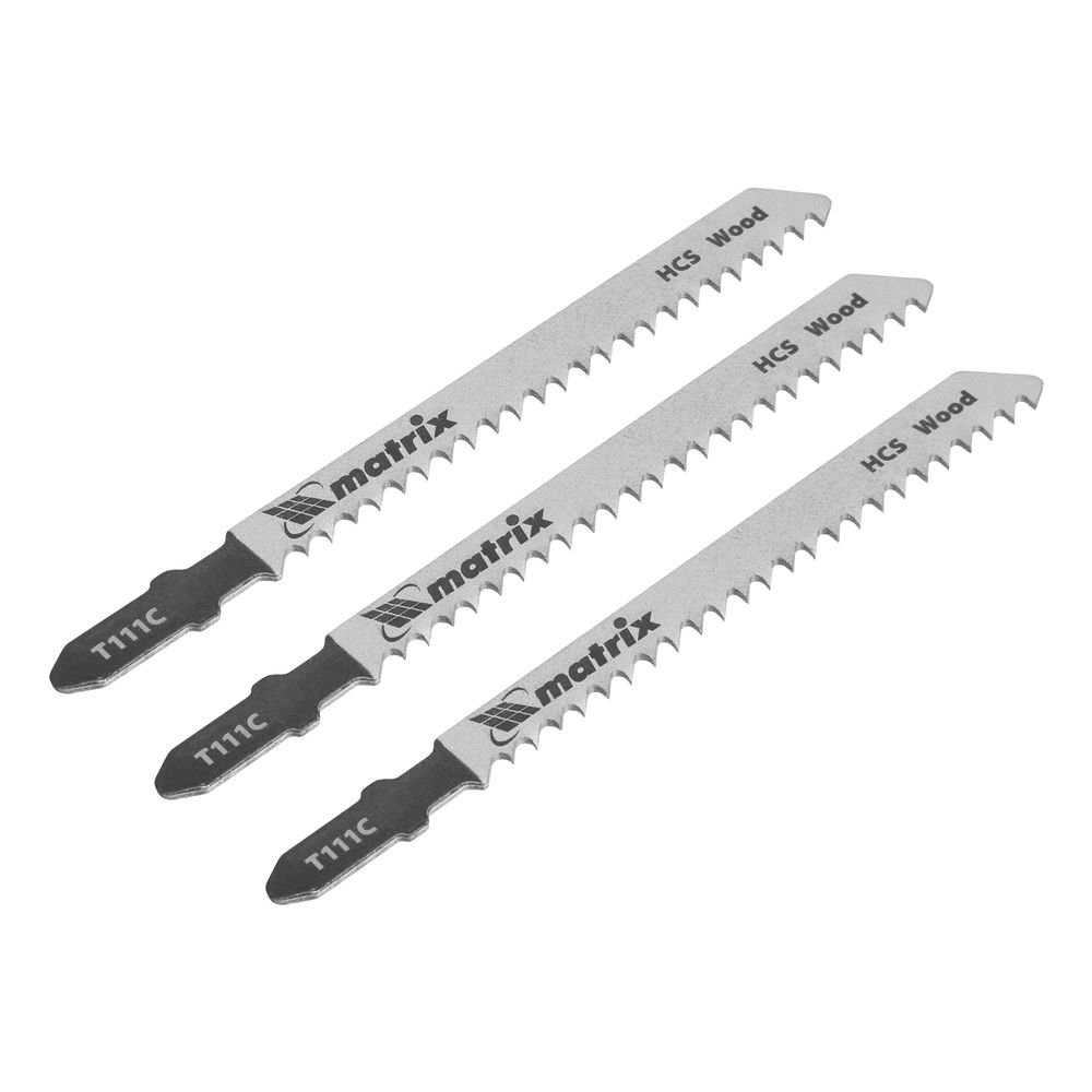 Полотна для электро лобзика по дереву, 3 шт, T111C, 75 х 3 мм, HCS Matrix Professional, 78205