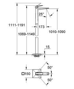 Смеситель для раковины высокий Grohe Allure Brilliant 23116 000 схема