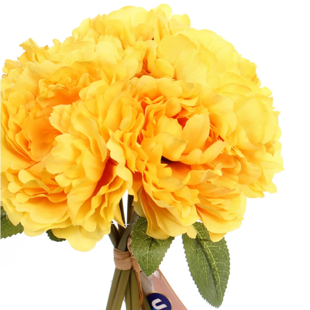Искусственные цветы «Пионы» 28см букет 6 шт желтые