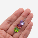 Кристалл-сердце с продольным отверстием оттенок "Манго-маракуйя", 10мм