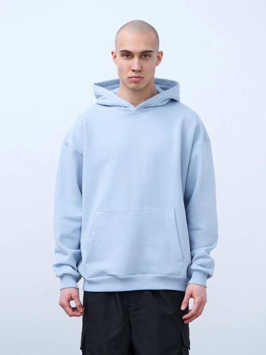 Худи оверсайз с начесом (голубой)