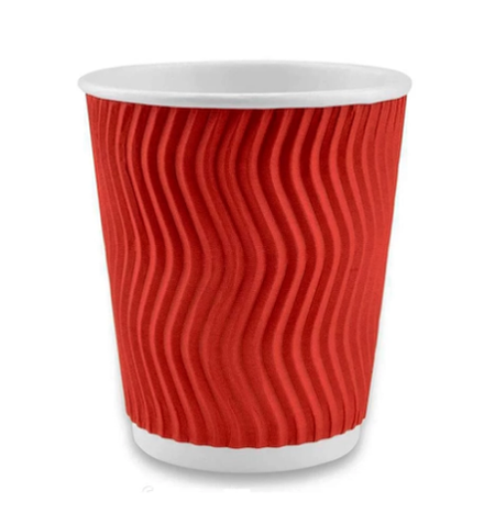 Стакан 300 мл бумажный Complement d=90 мм гофрированный красный Волна