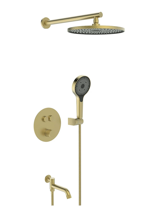 25005-3S Встроенный смес для ванны с 3-функ. термостат (МАТ. ЗОЛОТО) ViEiR  (6/1шт)