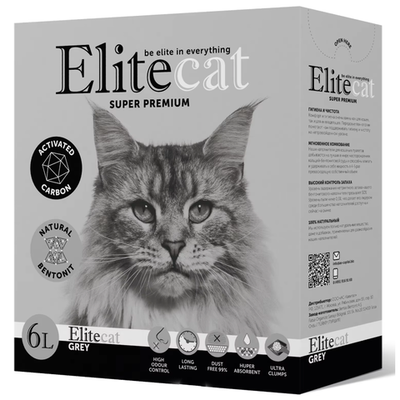 Elitecat наполнитель комкующийся с активированным углем "activated carbon", 6л / 5.1кг