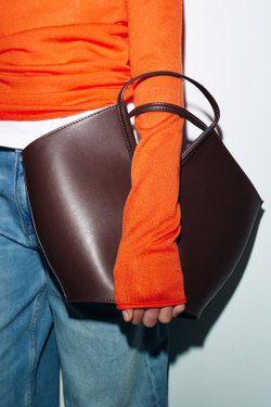 ZARA СУМКА-ШОПЕР CAPAZO, БОРДОВО-КРАСНЫЙ