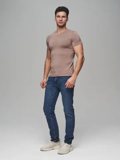 Футболка V-вырез однотонная облегающая