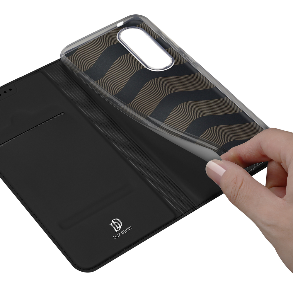 Чехол книжка из PU кожи черного цвета от Dux Ducis для смартфона Samsung Galaxy S25 Edge, серия Skin Pro Series Case