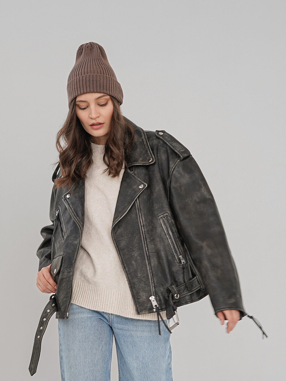 Шапка вязаная-резинка весенняя/осенняя КЭП(Какао) НОВИНКА