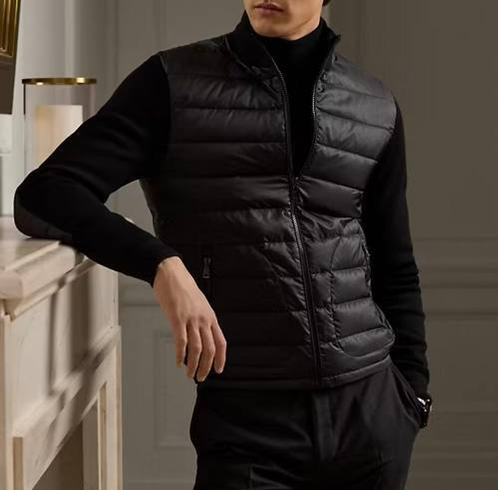 Ripstop-Panel Wool Full-Zip Sweater – мужской свитер с утеплёнными вставками от Ralph Lauren