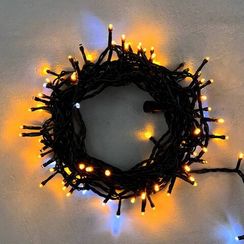 Светодиодная нить 100 желтых LED ламп с мерцанием, 10 м., 24В., черный провод ПВХ, LTC (PST100BLW-11-1Y)