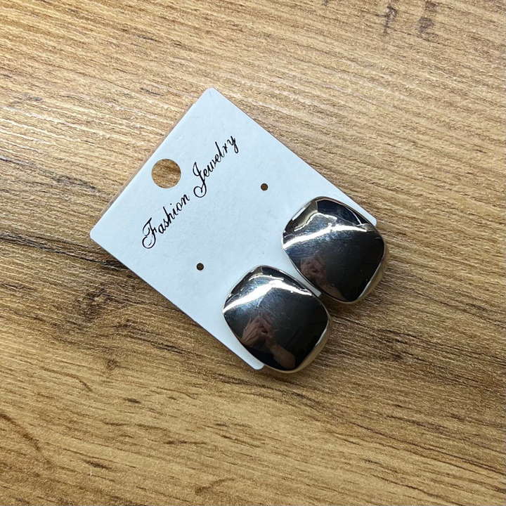 Клипсы Пластина прямоугольник скругленный металл серебристый