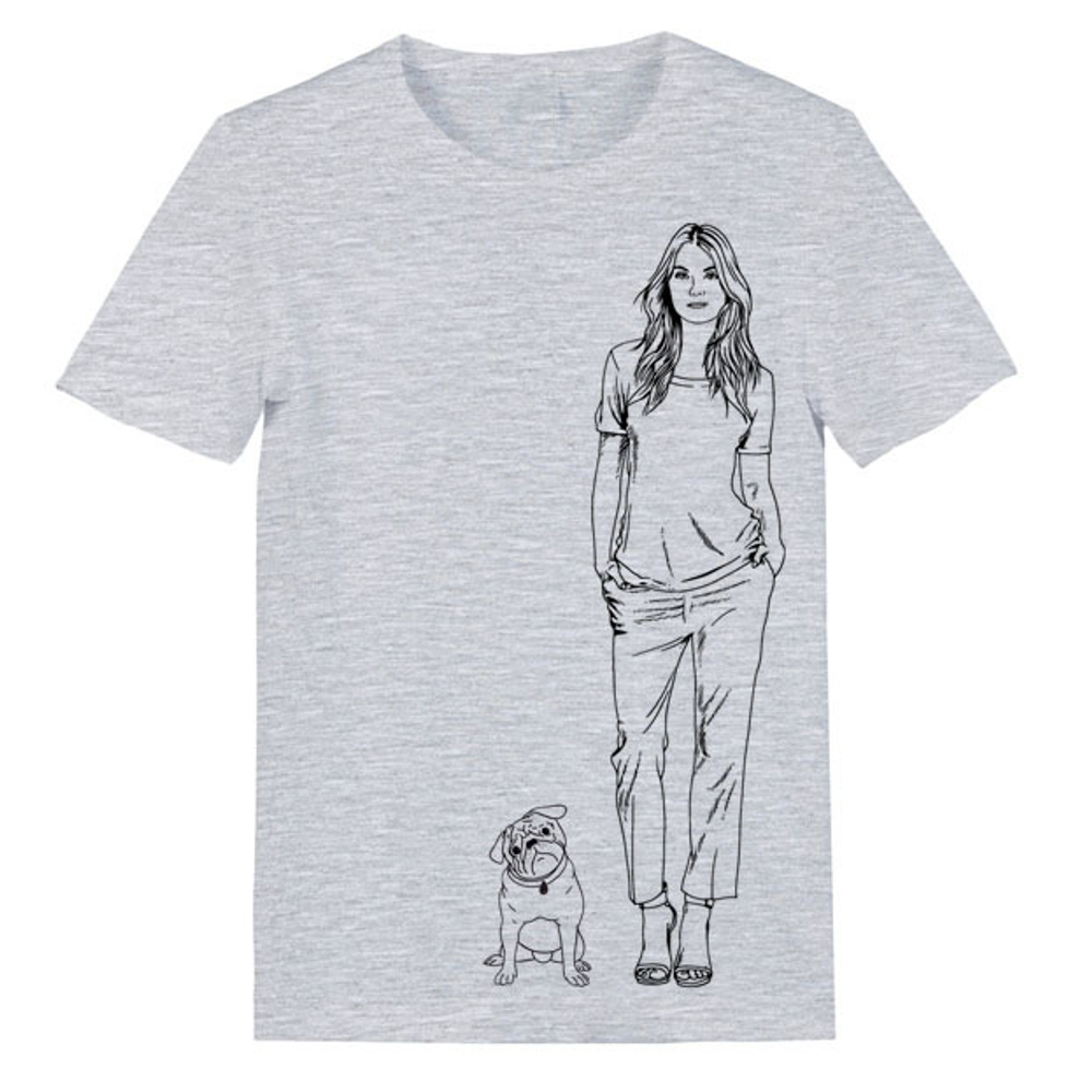 Футболка "Мопс с хозяйкой"