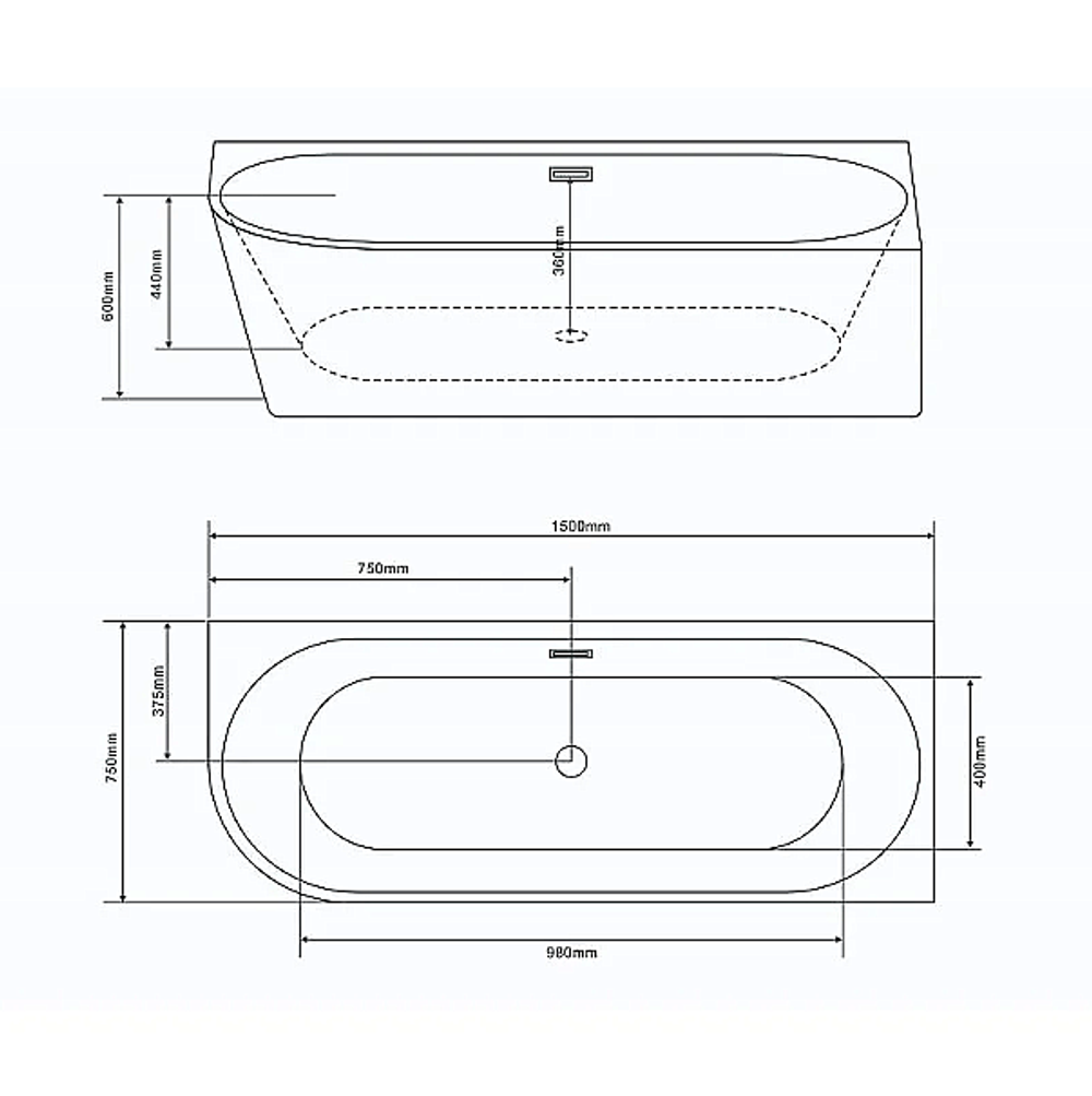 Ванна акриловая Grossman Cristal 150х75 GR-2205F белая