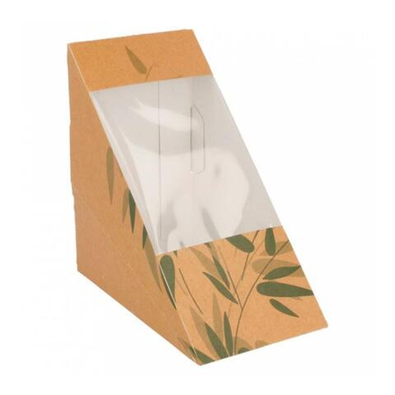 Коробка картонная для двойного сэндвича с окном 12,4*12,4*7,3 см, 100 шт/уп, Garcia de P