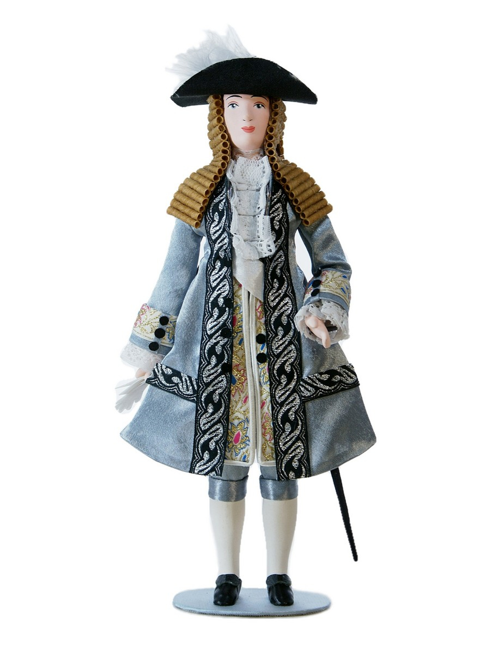 Кукла коллекционная в мужском придворном Французском костюме 18 века - золотистый-манжет
