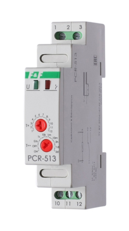 Реле времени PCR-513 8А 230В 1 перекл. IP20 задержка включ.