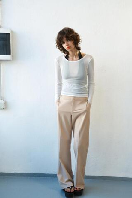 ZARA ПРЯМЫЕ БРЮКИ В ТОНКУЮ ПОЛОСКУ, БЕЖЕВЫЙ