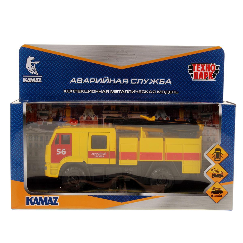 Модель ин. мет. "Камаз-43502 Аварийная служба" 15см, двер, подв дет, коробка (Технопарк)