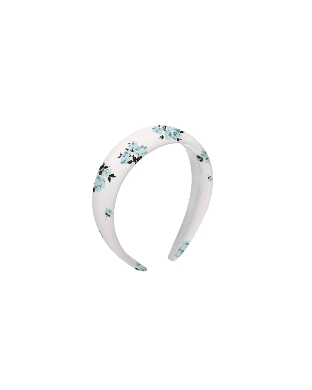 Ноэлиа (Noelia), ободок широкий из молочного атласа мелкие голубые цветы