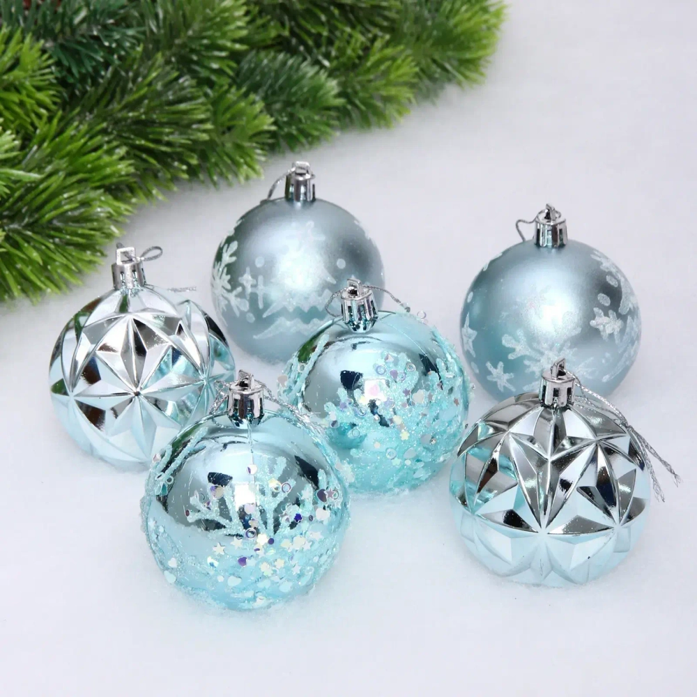 Набор шаров «Вивальди» 6 см (в наборе 6 шт), Голубой