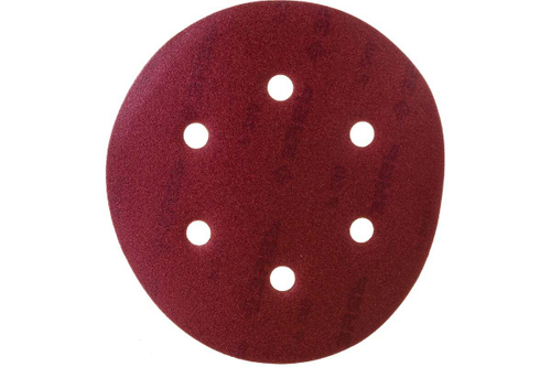 Круг шлифовальный Зубр СТАНДАРТ из абразивной бумаги на велкро основе 5 шт, 150 мм, 6 отв., Р240 35350-150-240